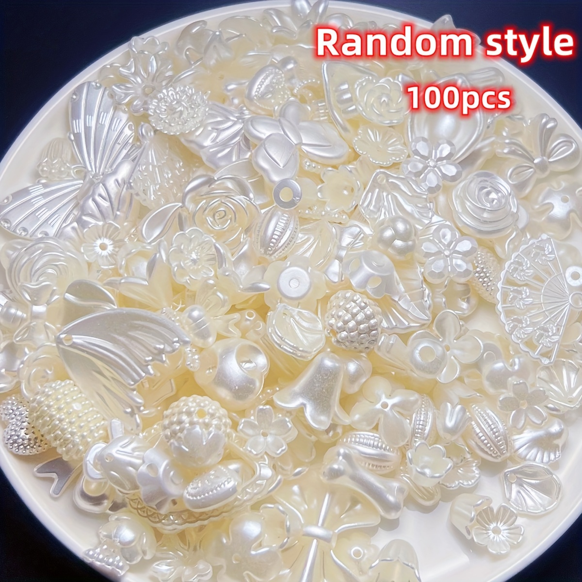 100pcs Random Style Flower Spacer Beads White Acrylic Flower Beads Caps For Making Jewelry Additions Dead