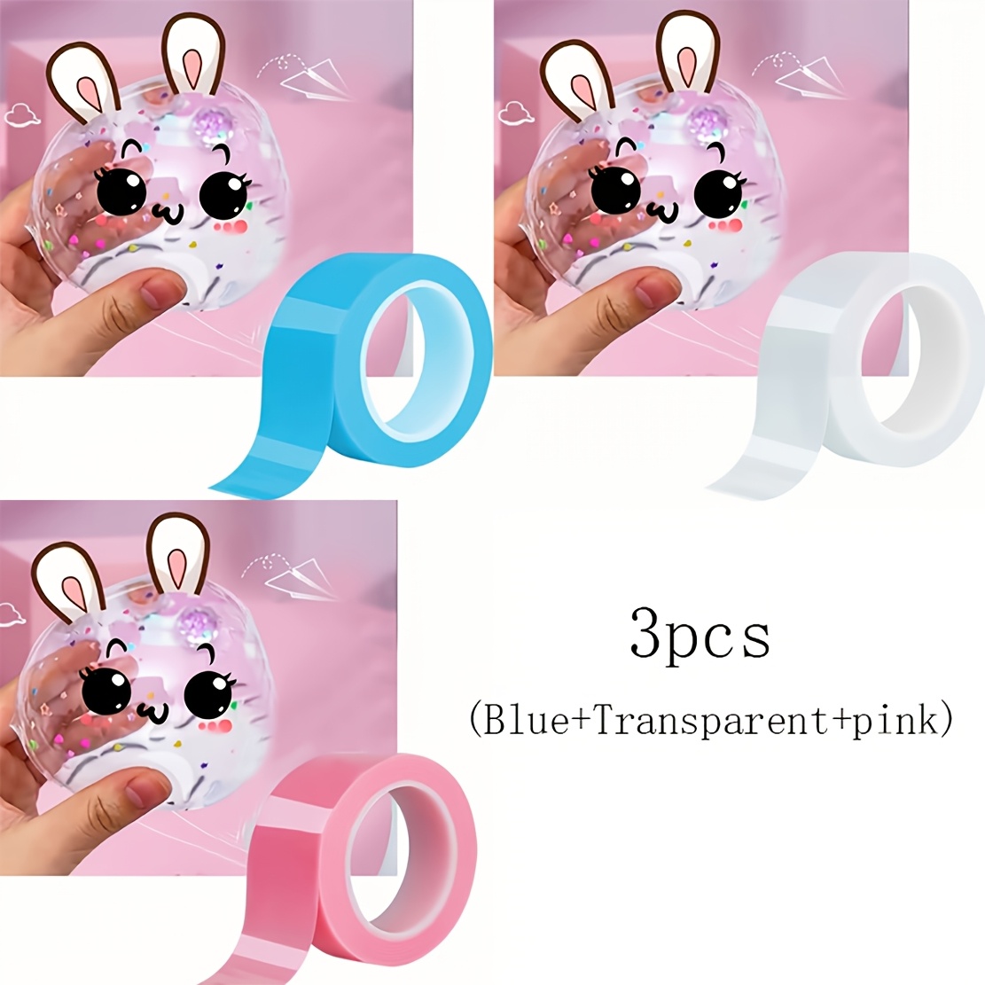 3pcs Different Colors Water Ball Relax Nano Double-sided Tape | Strong , Transparent, Washable And Residue-free