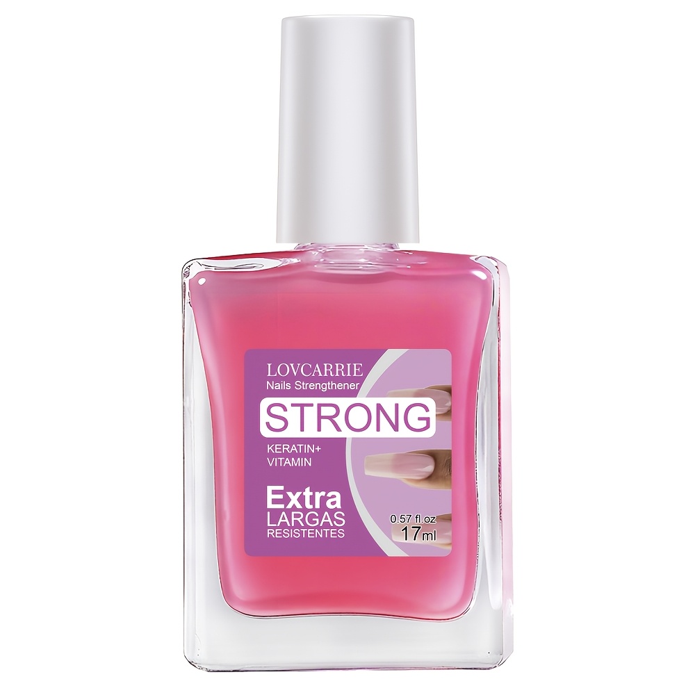 Image of Lovcarrie -clear Pink Nail Strengthener, Keratin Vitamin Nail Oil, Natural Quick-drying, Healthy Transparent Pink Nail Base Coat , Nail Care Product, Improves And Cracked Nails, Long-lasting Shine