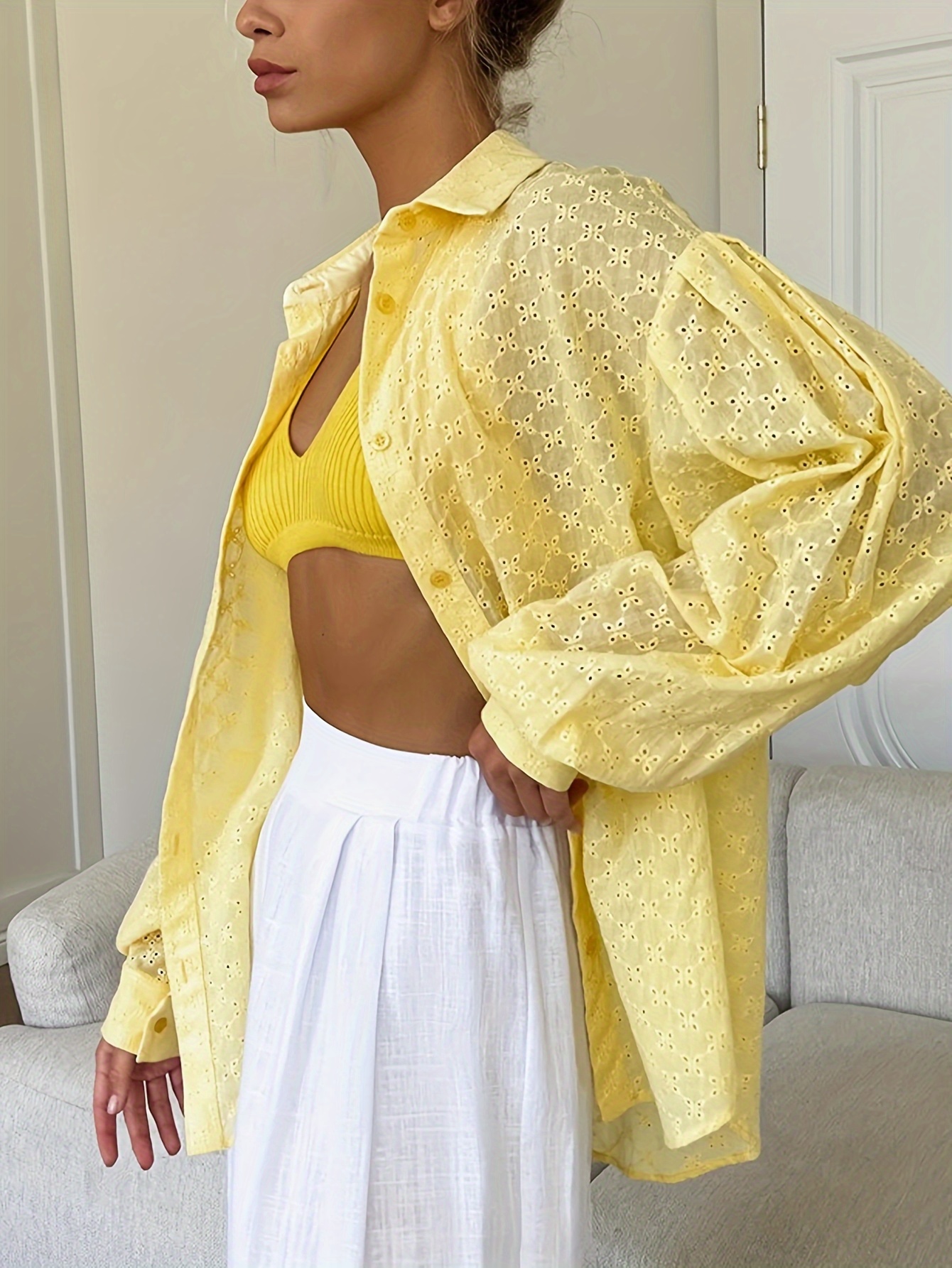 blusa elegante estilo francés mujer abullonadas Temu Brazil