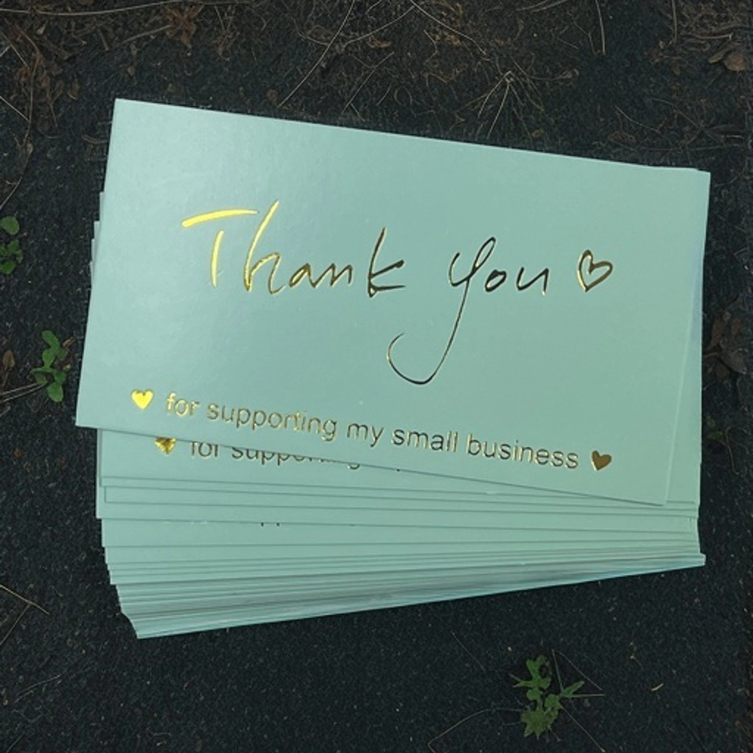 

50pcs Elegant Green Thank You Cards With Golden , 3.5" - Ideal For Small Business Appreciation, Customer Support & Order Confirmation, Quality, Mini Thank You Cards