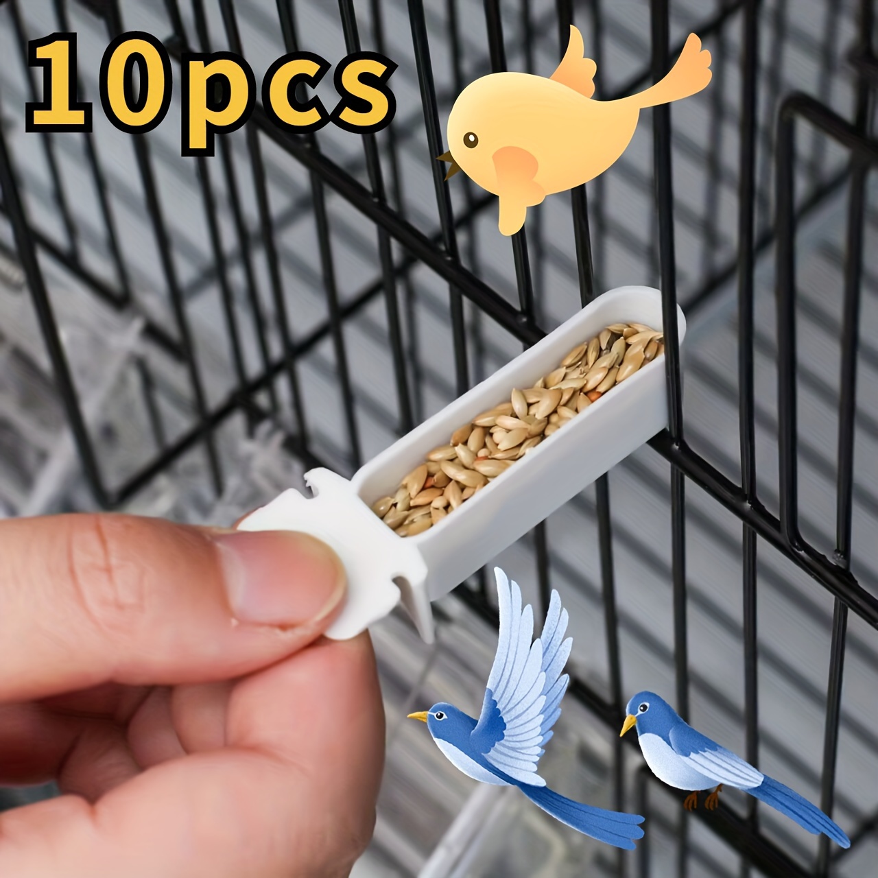 

10 Pcs Bird Cage Bird Thumb Food Box, Sand Box Concentrate Box, Finger Feeder, Suitable For Jade Bird Hibiscus Bird Canary Parrot