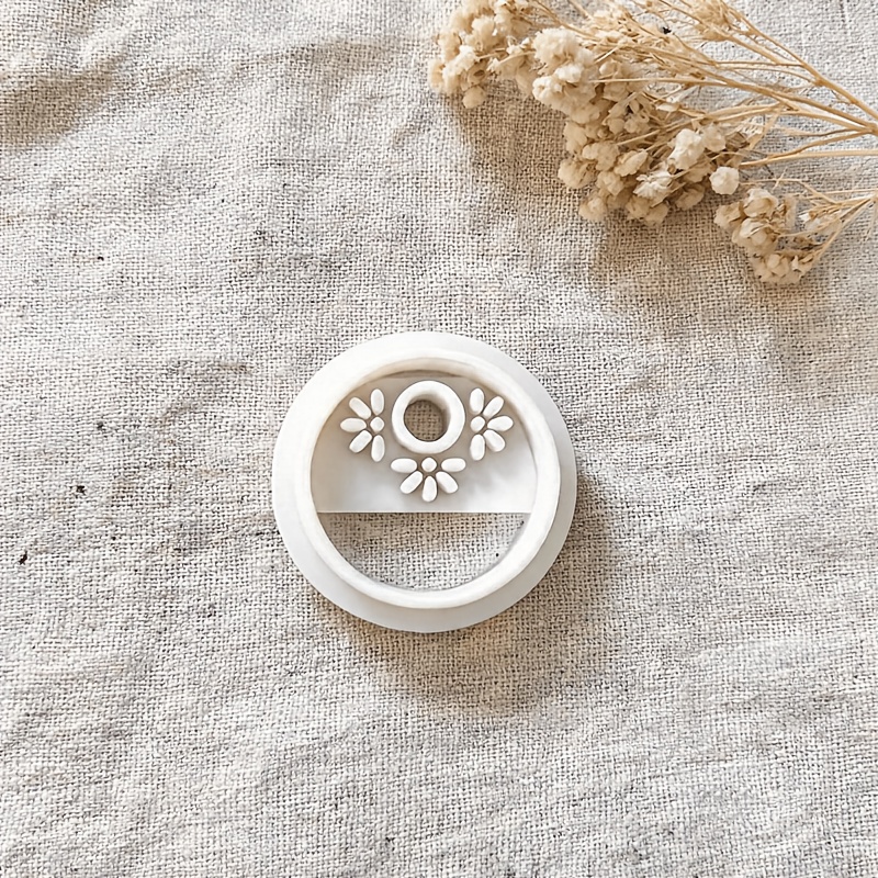 TEMU 1pc Daisy Flower Ring Polymer Clay Ear Ring Cutter, Pla 3d Printed Soft Clay Mold, Bohemian Style Jewelry Making Tool For Crafts, Perfect For