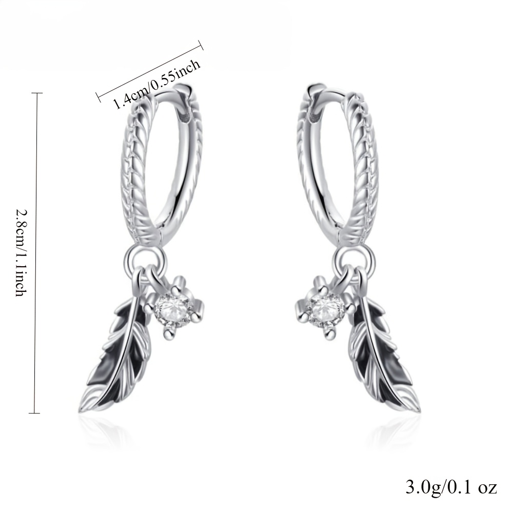 Copper Feather Design Earrings with Woven Hoops
