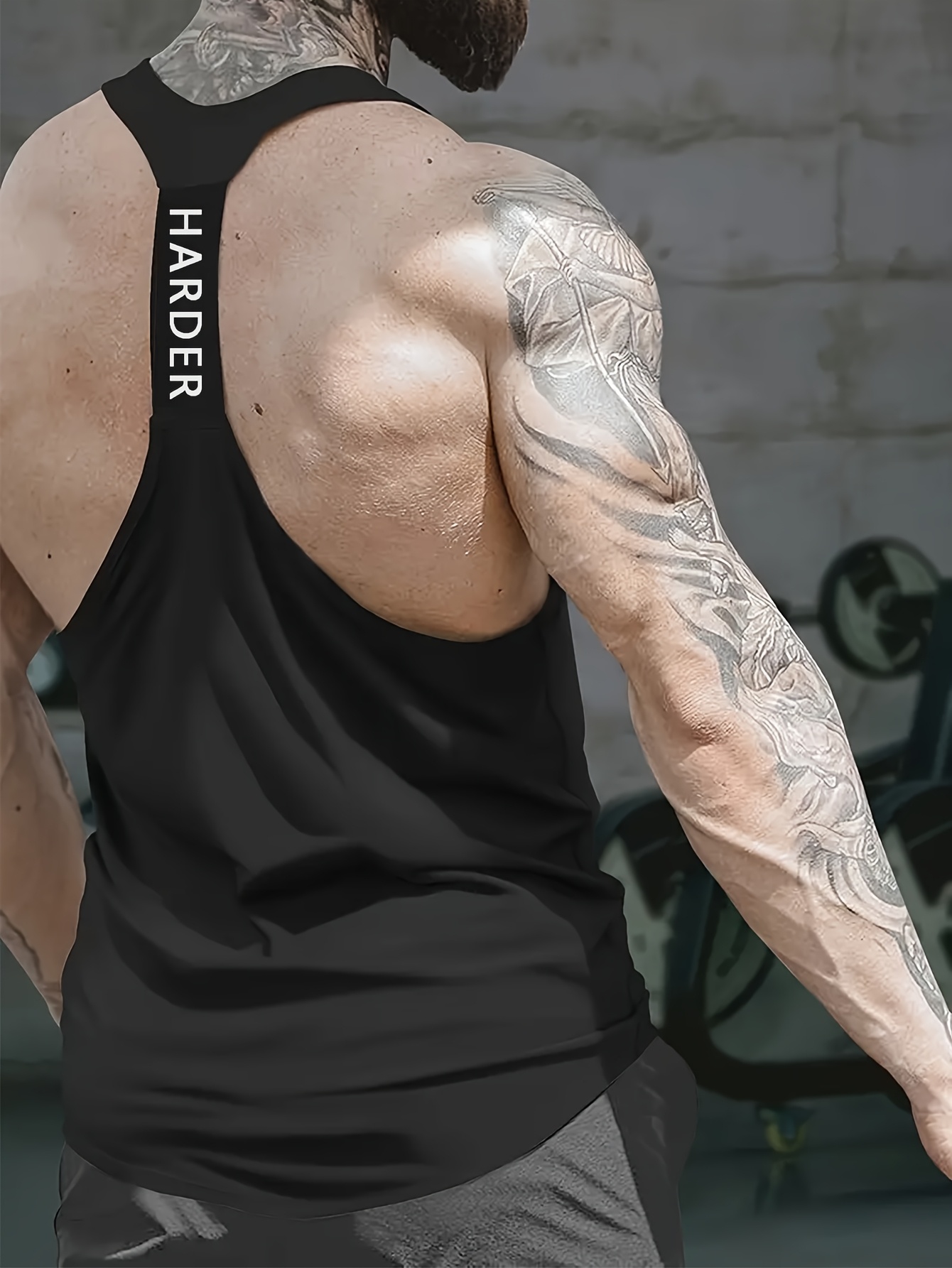 1pc Tongtongbang Men's Quick-Dry Breathable Workout Tank Top - High Elasticity Slim Fit Sleeveless Shirt with HARDER Letter Print for Gym Training & Summer Casual Wear, Quickdrying Fabric, Gym Clothes