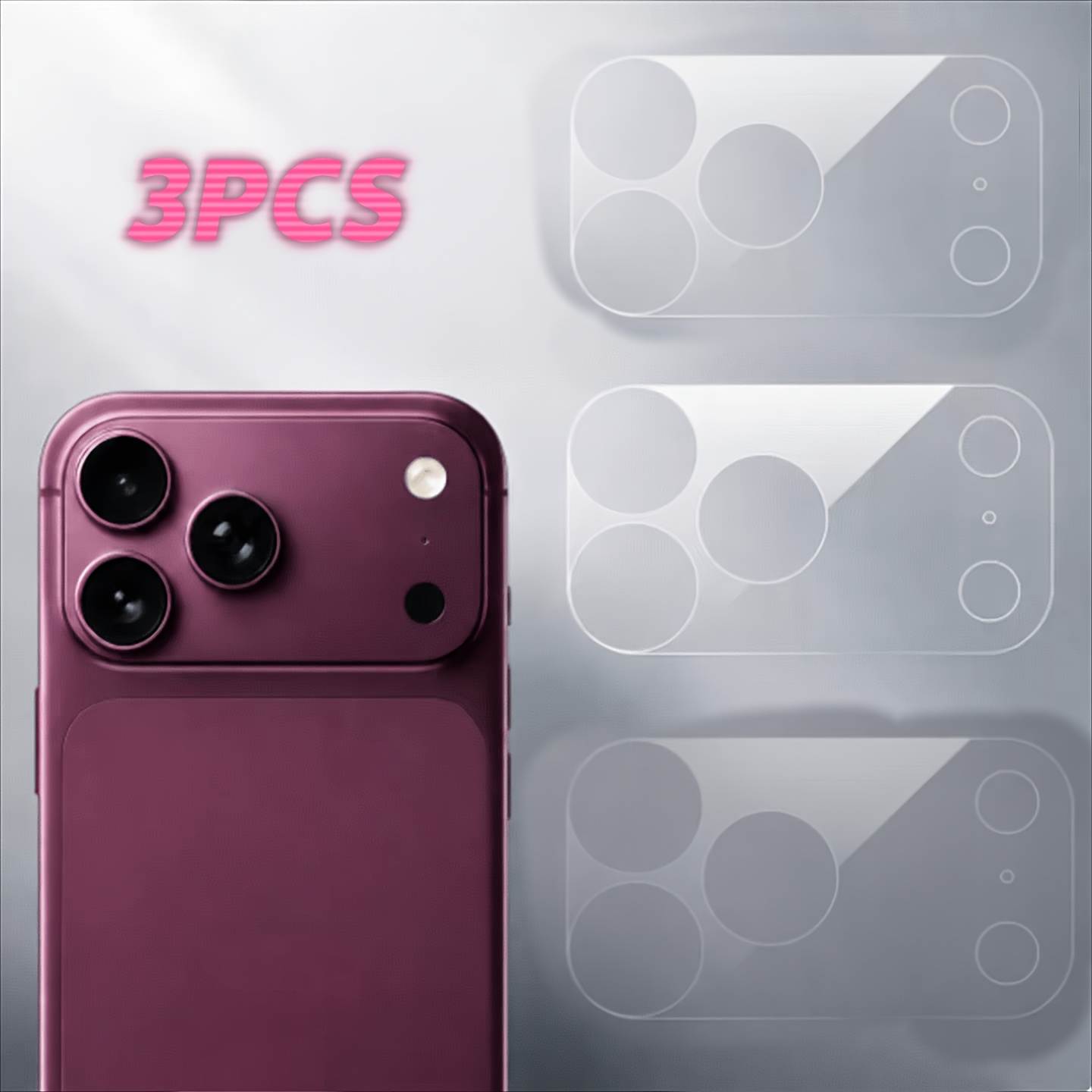 TEMU Protector de lente de cámara base HD de 3 piezas, compatible con iPhone 18 Pro/18 Pro Max/iPhone Duo, diseño , película PET transparente, no