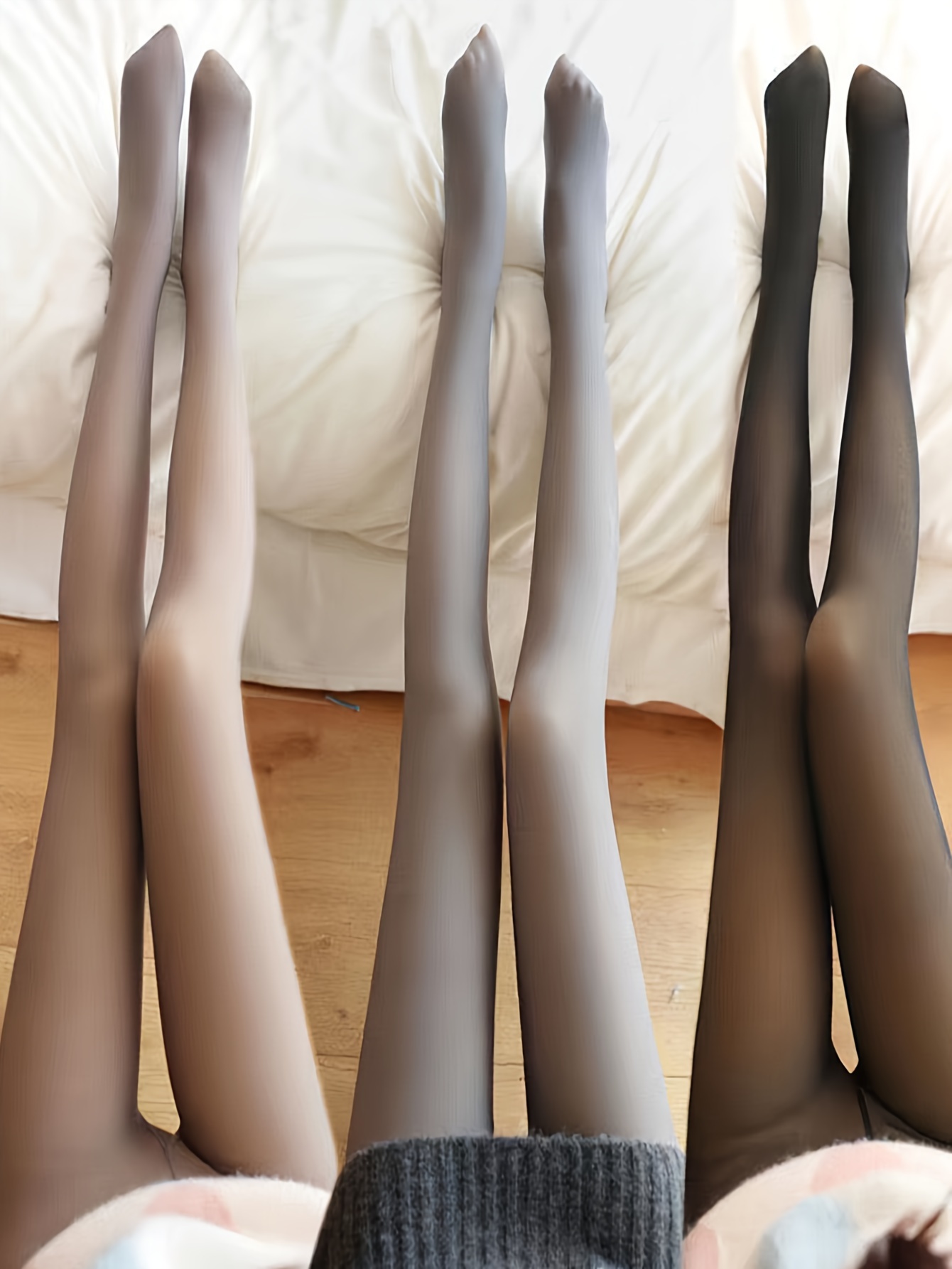 Women's Fake Translucent Thermal Pants For Fall & Winter, High Rise High Stretch Slim Fit Tights