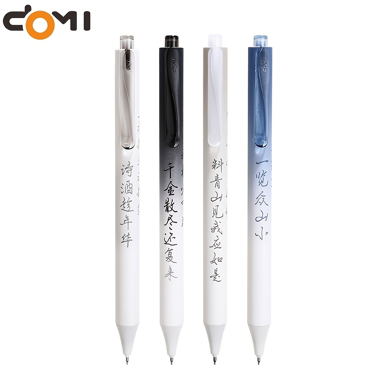 TEMU Lot de 4 stylos gel de chinoise, pointe fine 0,5 mm, stylo gel à pointe ST, stylo d'écriture style chinois DOMI 807, stylo à à séchage rapide,