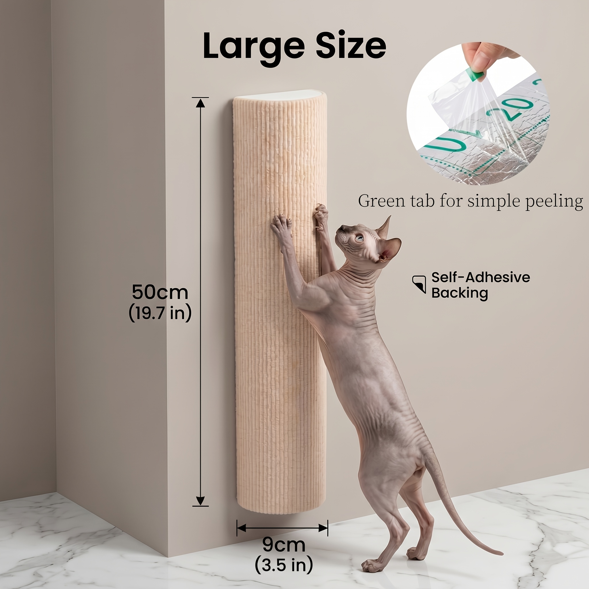 TEMU No-drill Self-adhesive Wall Scratching Post And Mat, Thickened Wear-resistant Material Trimmable, Suitable For Sofas, Door Frames, Corners,