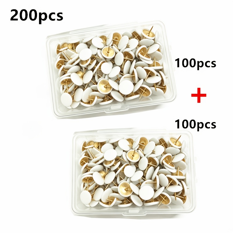 TEMU 100/200 punaises à tête plate en métal avec boîte de rangement - Idéales pour cartes, murs photo et bureaux (couleurs assorties), 100 pièces