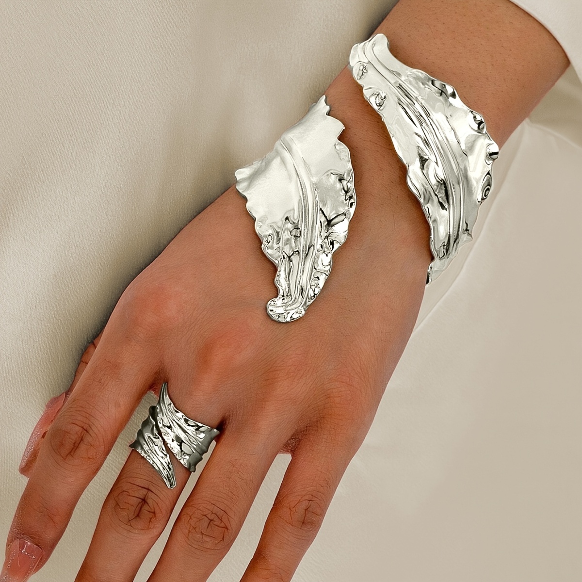 Leaf Bangle/Ring Set