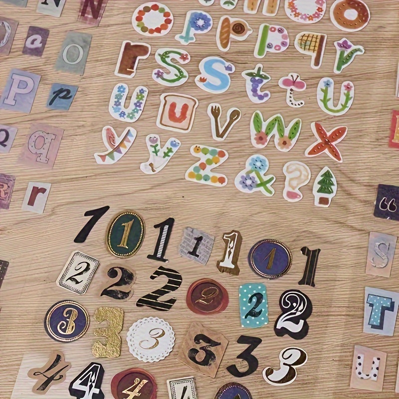 

6pcs Set Of Retro Size Alphabet And Number Stickers Pvc Waterproof Office And Education Decoration Alphabet Hand Account Stickers Hand Account Travel Student Stickers