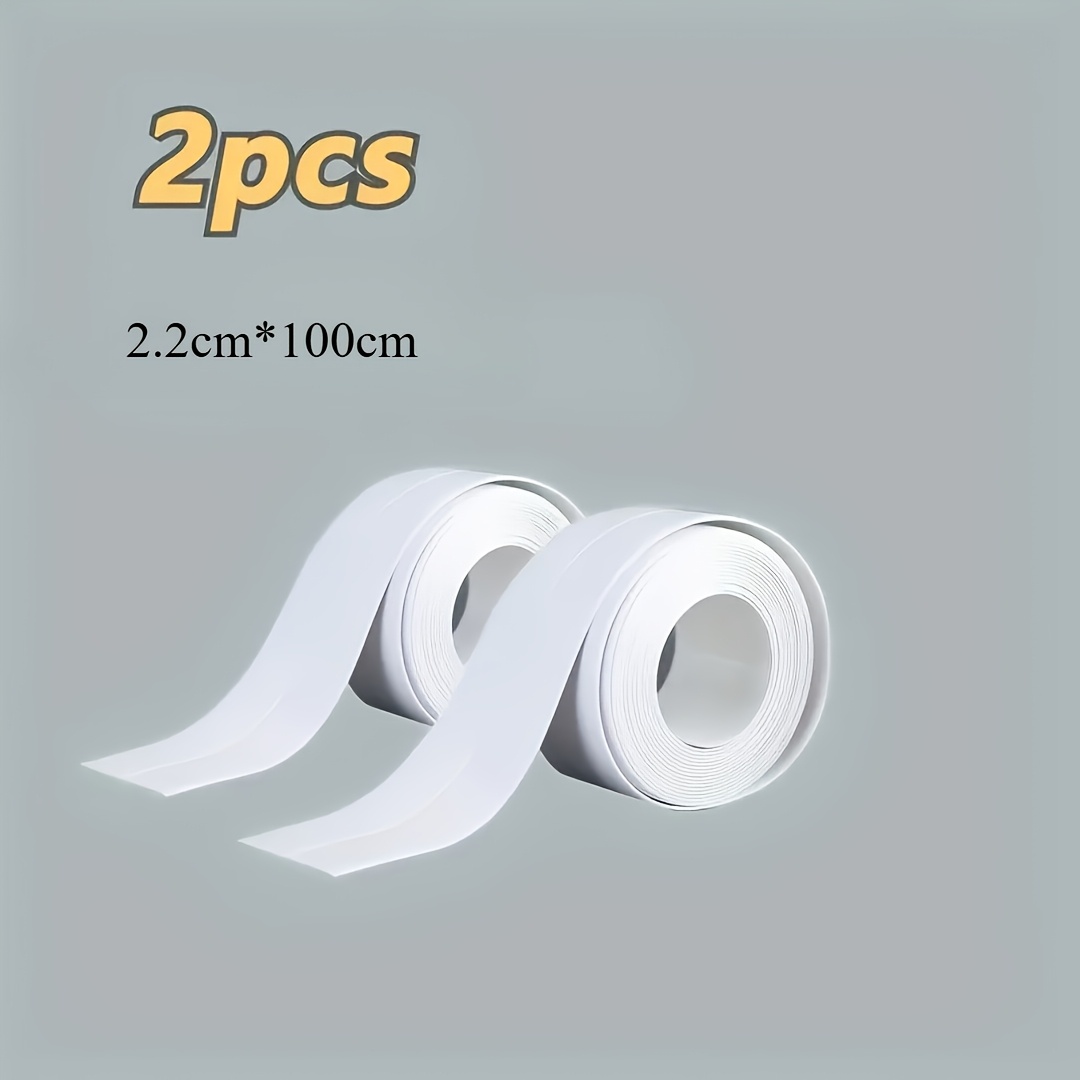 TEMU Rouleaux de Ruban d'Étanchéité Autocollant en PVC Blanc, Idéal pour de Bain, Douches, Baignoires, Verre, Métal, et Cloisons Sèches - Convient