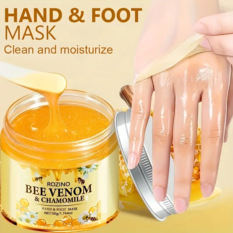 50g bee chamomile hand and mask firming hypoallergenic deep moisturizing rich in honey chamomile and bee with physical exfoliation through beads for smoothing moisturizing and brightening hands and feet reappearance of tight skin details 2