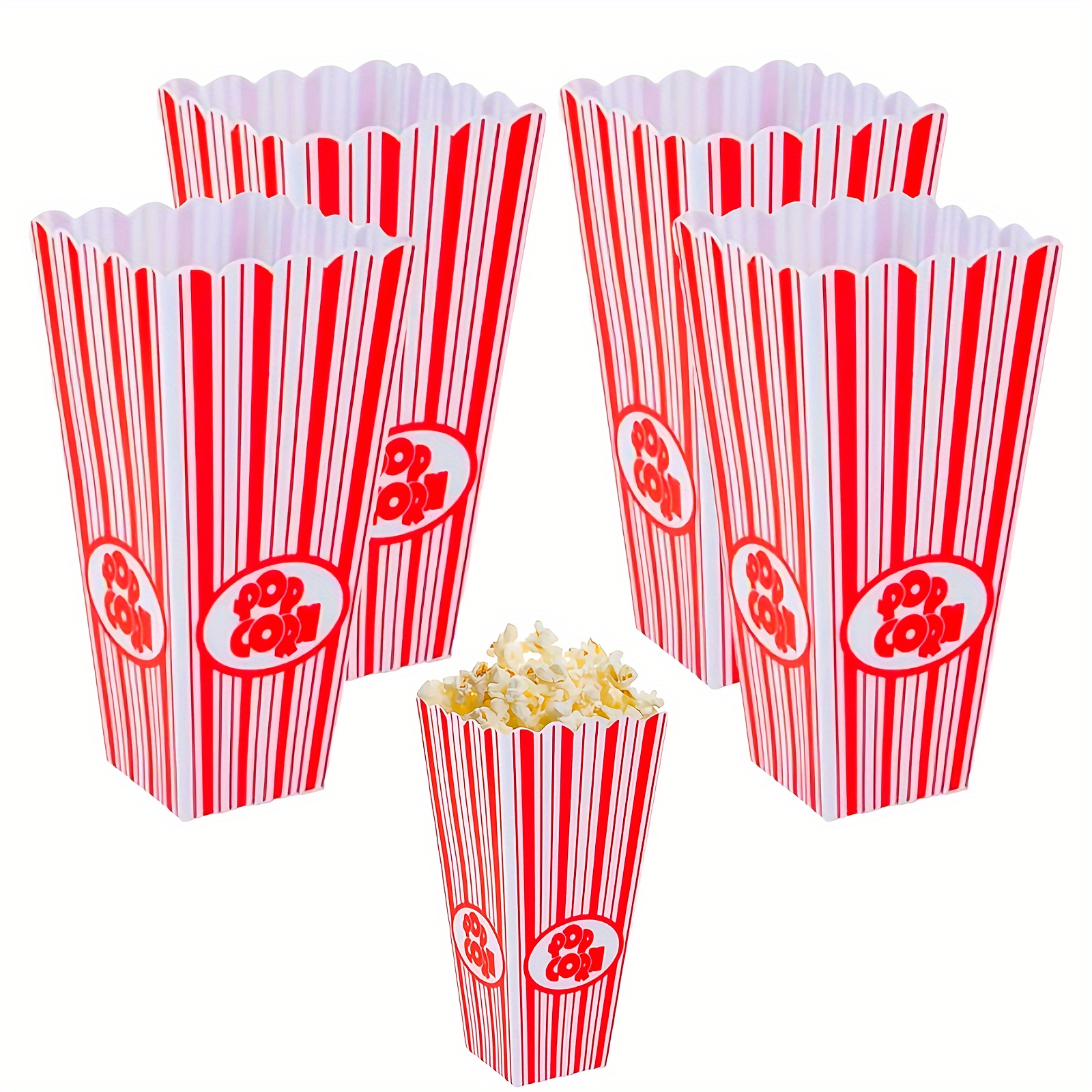 

4pcs Reusable Striped Popcorn Containers - , Parties & Events