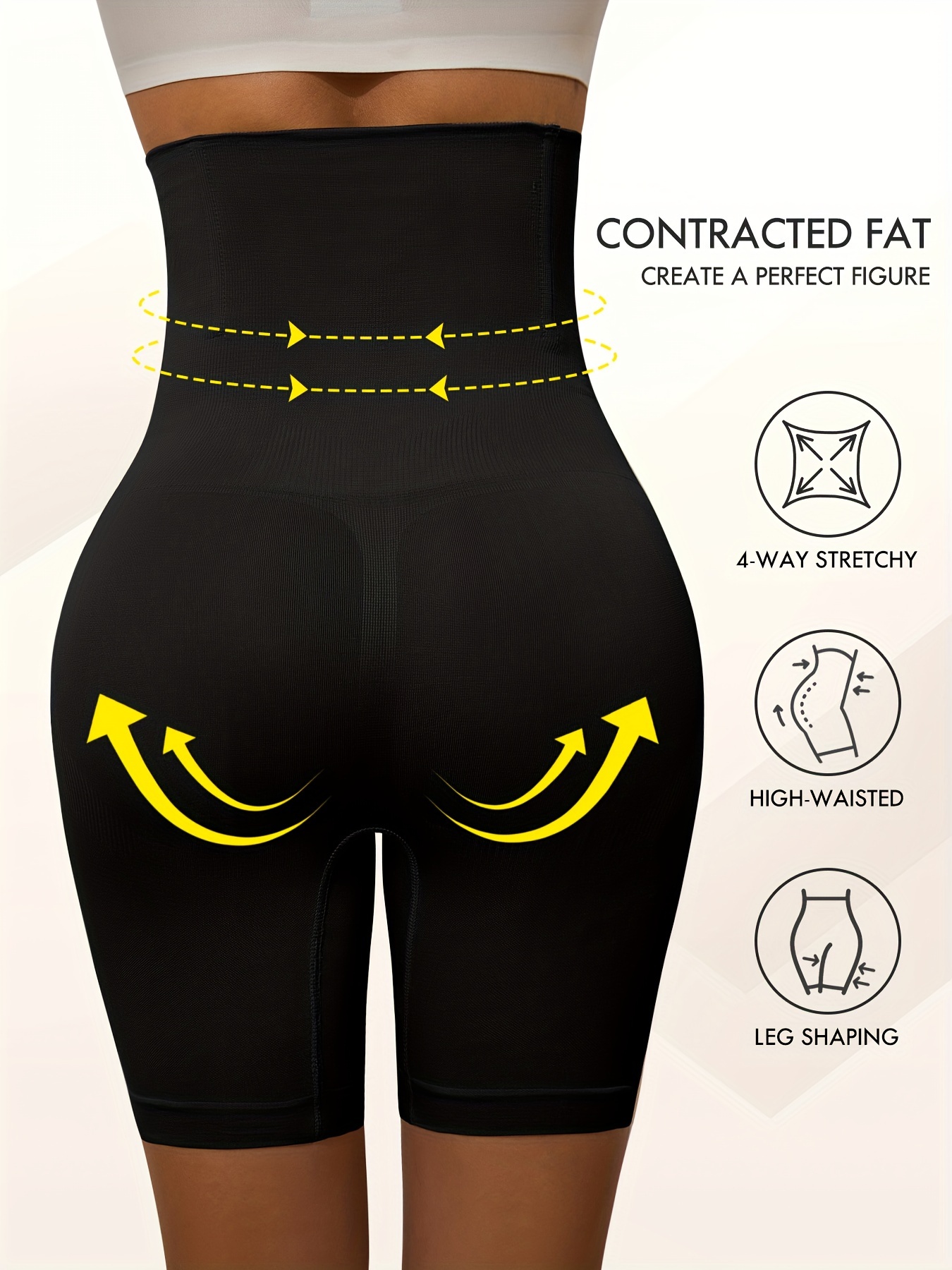 High-Waisted Shaping Panties for Women - Elegant Polyamide Knit Fabric Control Briefs with 90% Polyamide 10% Elastane, Solid Color, High Support with Leg Shaping and Tummy Control, 1 Pc Pack