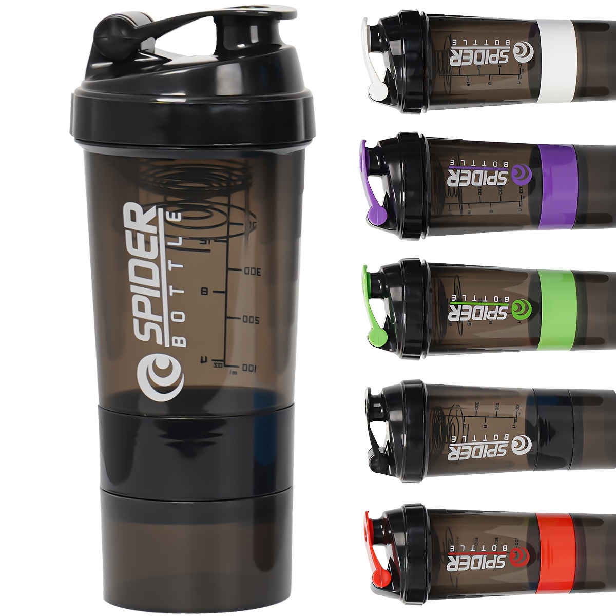 Image of 1pc 500ml . 19oz Gym Protein Shaker Bottle, Layered Storage Box Portable Leak-proof Bottle With Mixing Ball, Suitable For Gym Workout Holiday Gifts Etc