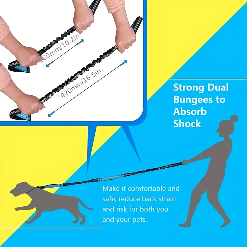 Adjustable Hands-Free Dog Running Leash with Double Handles