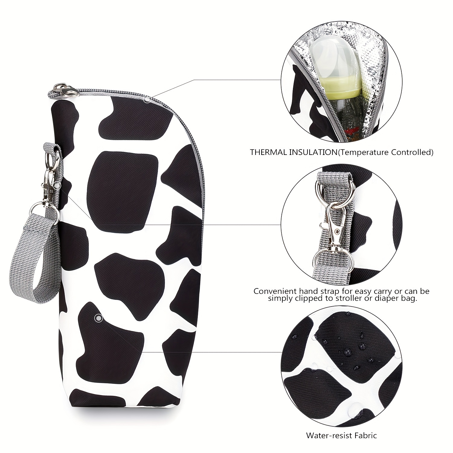 portable milk bottle bag aluminum film insulated   stroller hanging bag details 4