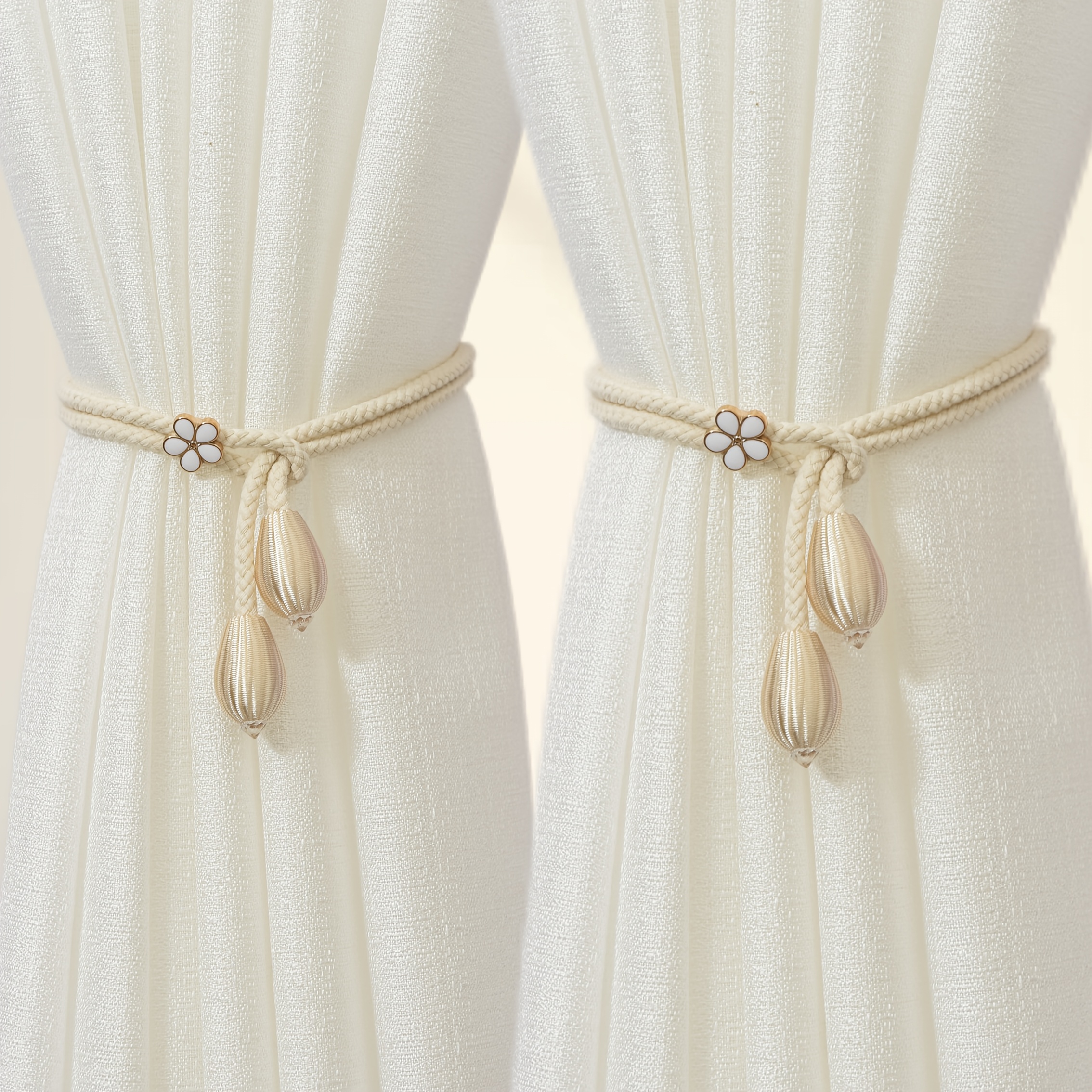 TEMU 2-pack, Pull-out Small Floral Curtain Tiebacks, Simple And Elegant, Adjustable Tightness, Suitable For Sizes Of Curtains And Window Screens, For