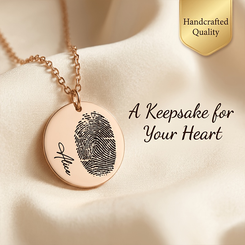 Customizable Fingerprint Name Pendant Necklace
