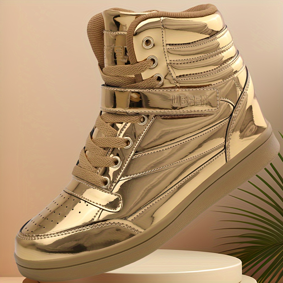 women's retro 80s high top sneakers hidden wedge heel - Temu