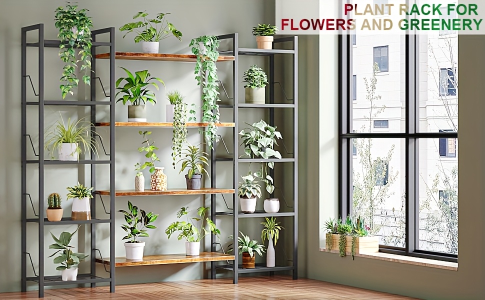 1pc 5 Tier Corner Bookcase, Metal Flower Stand for Plants, Magazine Holders, Wood And Metal Corner MultiShelf Bookcase for Living Room, Kitchen, Home Office, Black