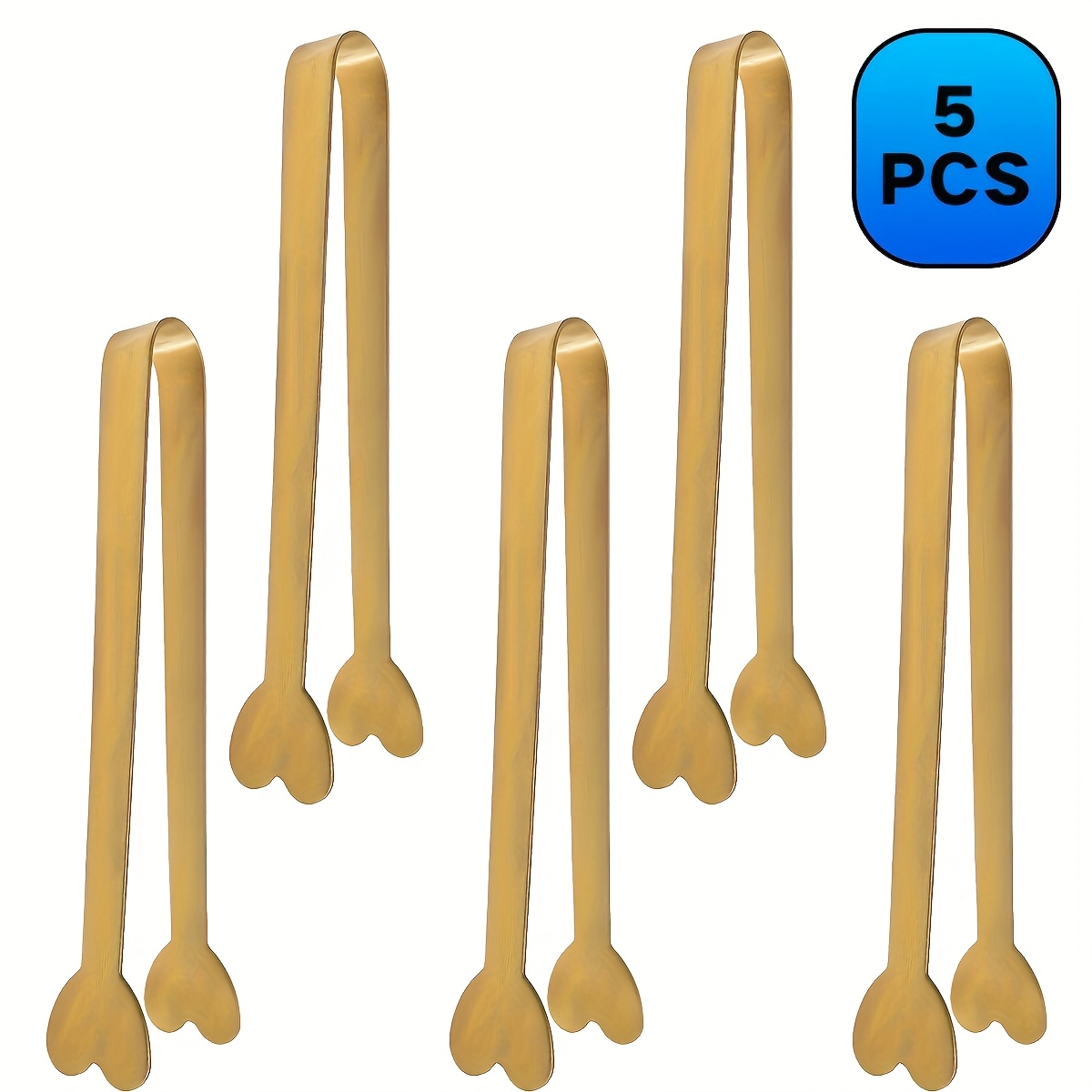 TEMU 3/5/7pcs Luxury Heart-shaped Sugar Tongs - For Appetizers/snacks/candies/cheese, High-quality Stainless Steel Small Serving Tongs, Durable Ice