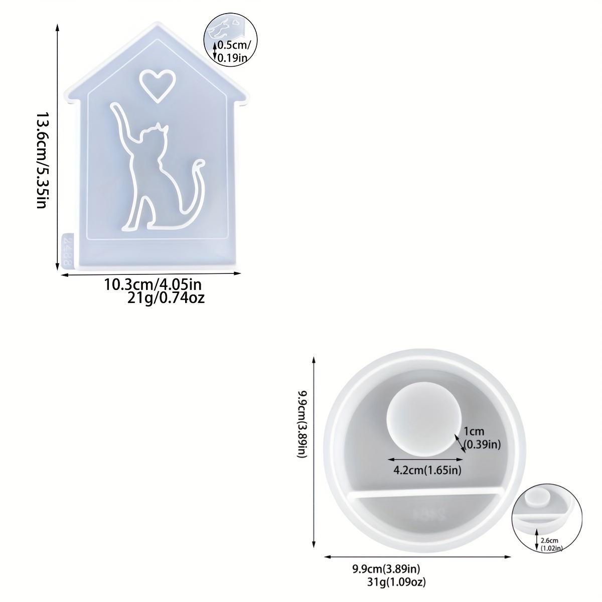 Sunshine Sky Adorable Cat Silhouette House Silicone Mold - Heart Window Round Bottom Candle Holder & Diy Plaster Decoration For Home Decor, Gift, Cats Decor