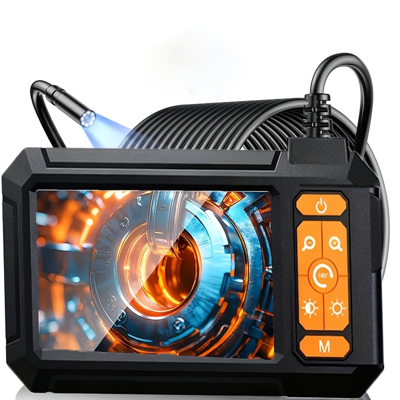 8mm single lens industrial endoscope   with 4 3 inch lcd display screen ip67 flexible camera 8 led lights and three cable lengths   from suitable for automotive maintenance and pipeline inspection