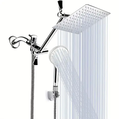 luxury high pressure handheld shower combo with 11 extension arm 9 adjustable settings leak proof design stainless steel wall mounted height angle adjustable holder hose adjustable shower head contemporary aesthetics wallmounted shower shower accessories