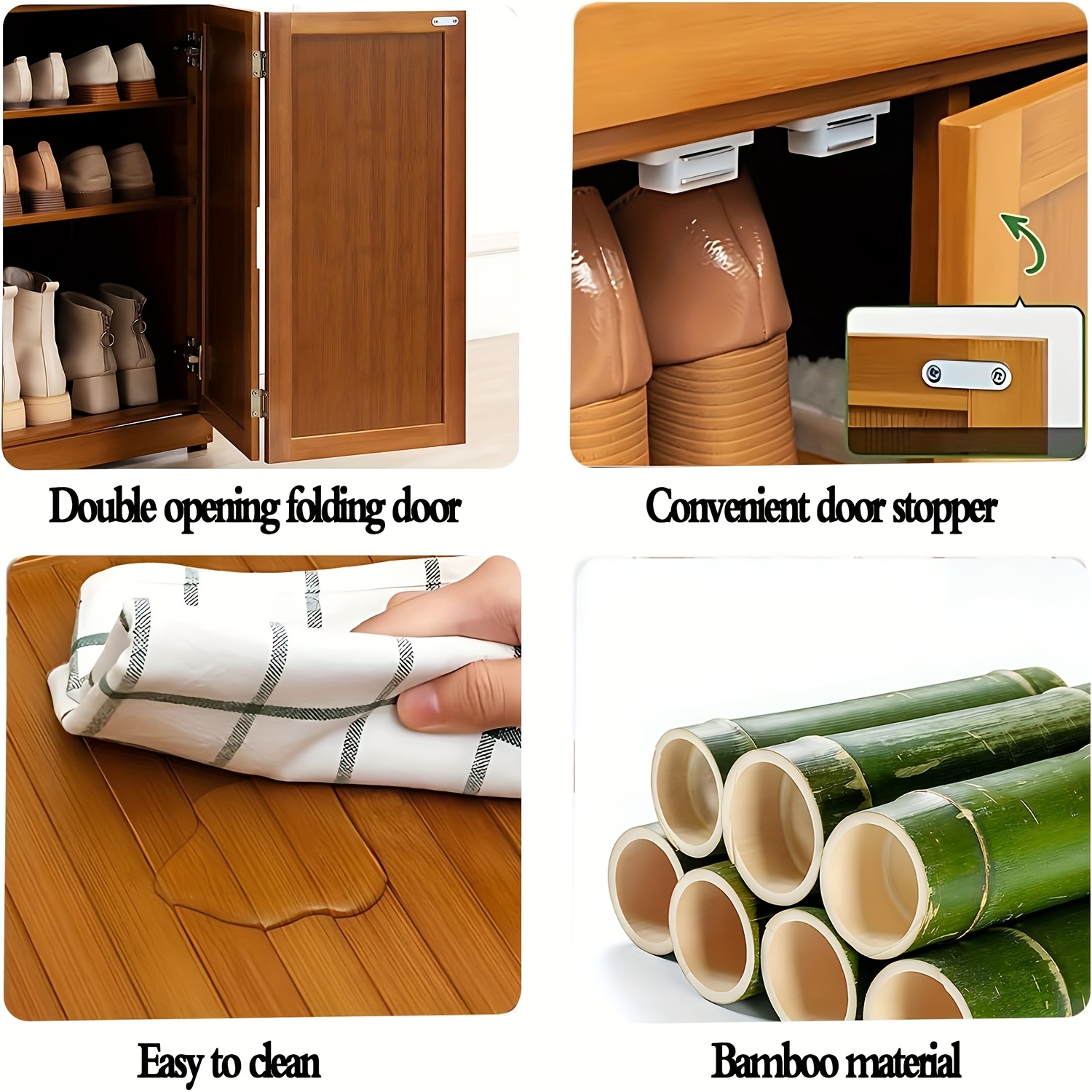 bamboo shoe storage cabinet doors shoe cabinet entryway Temu