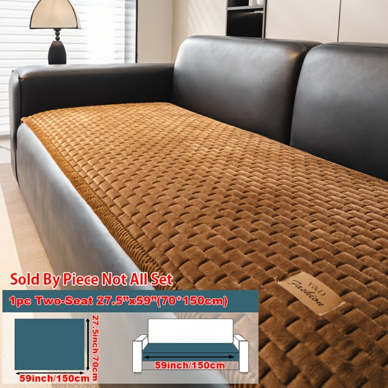 TEMU 1pc Thick Warm Flannel Sofa Cover Suitable For , Retro Anti-slip Couch Cover With Modern Split- & Suitable For Single/3-seater//4-seater Sofas,