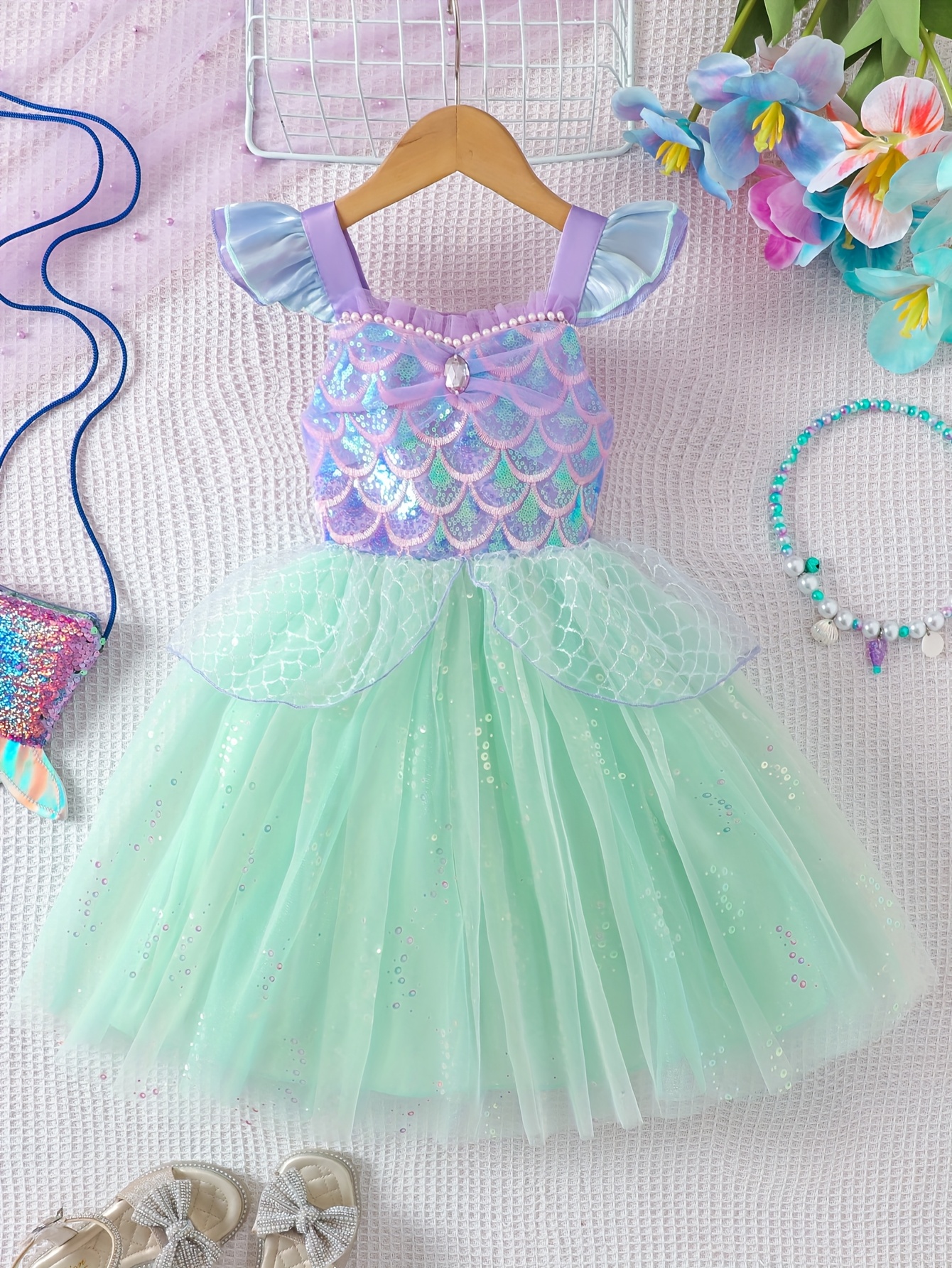 a princess dress girls upper part features purple straps - Temu Mexico