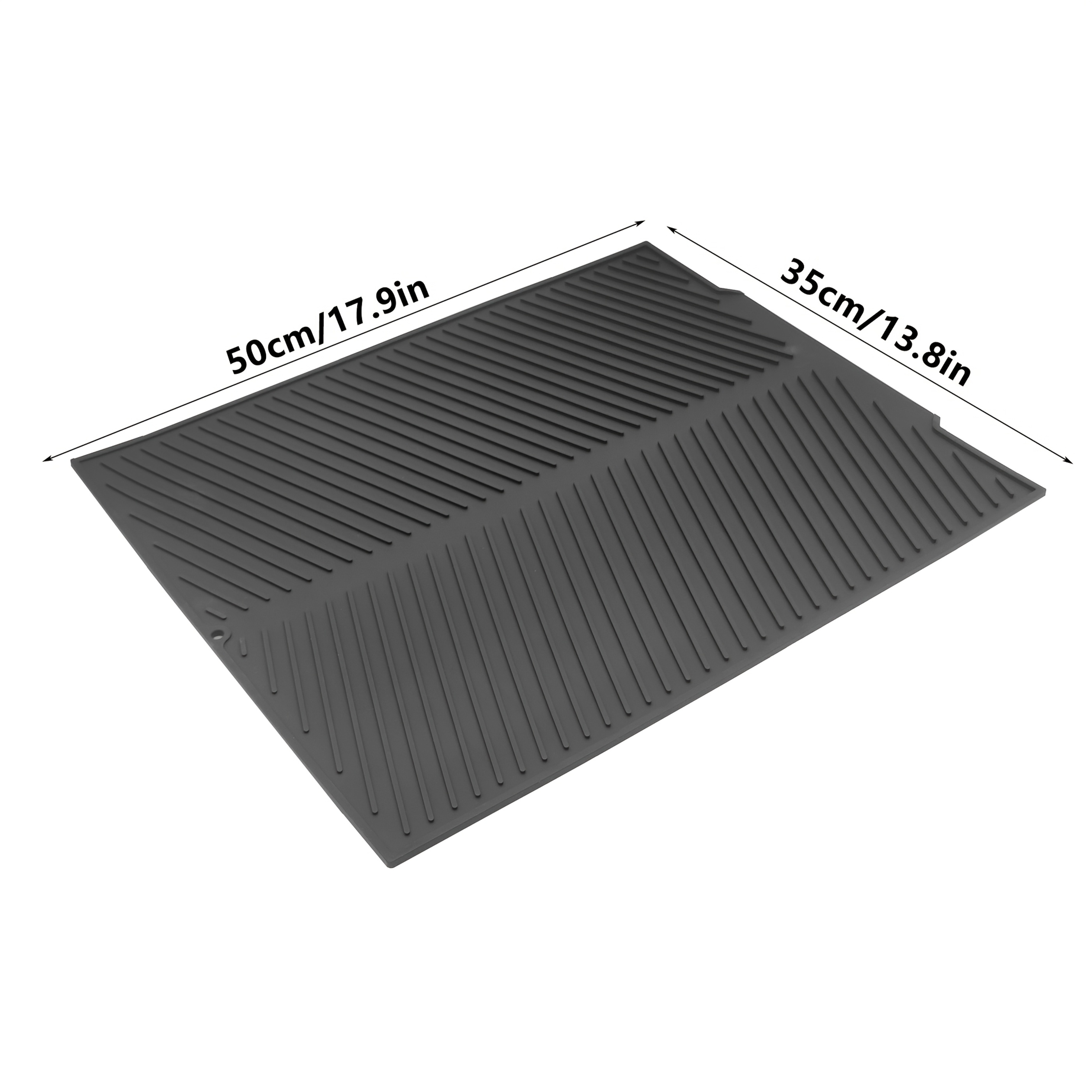 TEMU 1pc Silicone Bowl And Plate Drying Mat With Built-in Drainage Port, Easy-to-clean And Reusable Sink Mat, Heat Insulation Pad, Multi-functional