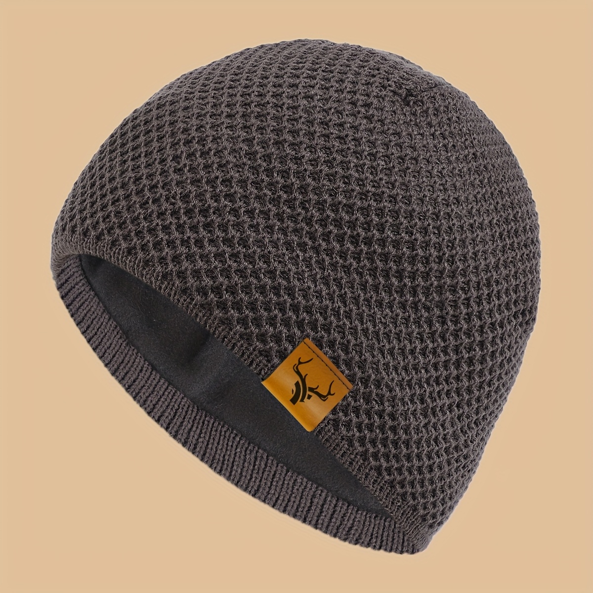 TEMU 1pc Thermal Winter Beanie Hat - Thick Plush-lined Cold Weather Ski , Fit For , Lightweight Warm Beanie For Skiing, Hiking, Hunting, Halloween,
