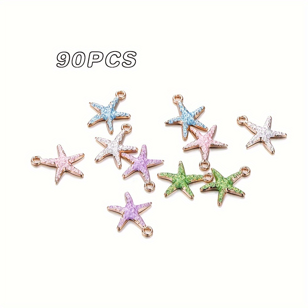 

90pcs Mixed Color Dripping Oil Alloy Starfish Pendant Diy Handmade Bracelet Necklace Accessories Production Supplies