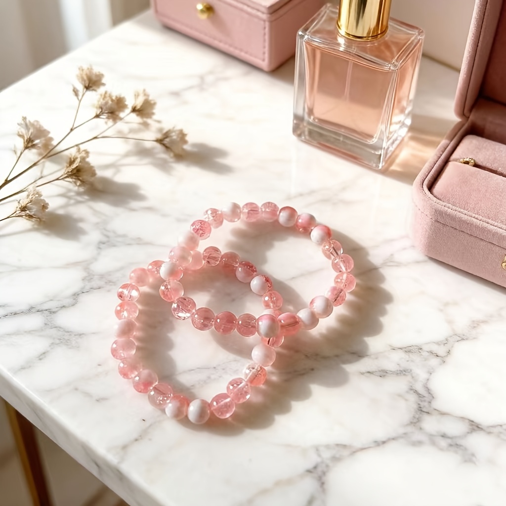 2pcs Pink White Gradient Style Bracelets