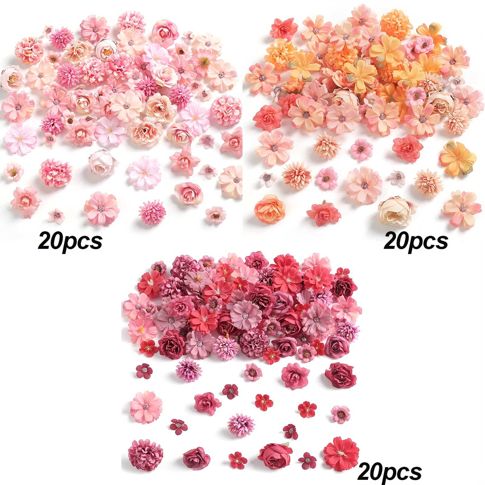 TEMU 60 Pezzi di Fiori Finti Mini Multicolore di Fiori Artificiali Peonia Margherita Multicolore Piccole di Fiori di Margherita per Decorazioni Festa