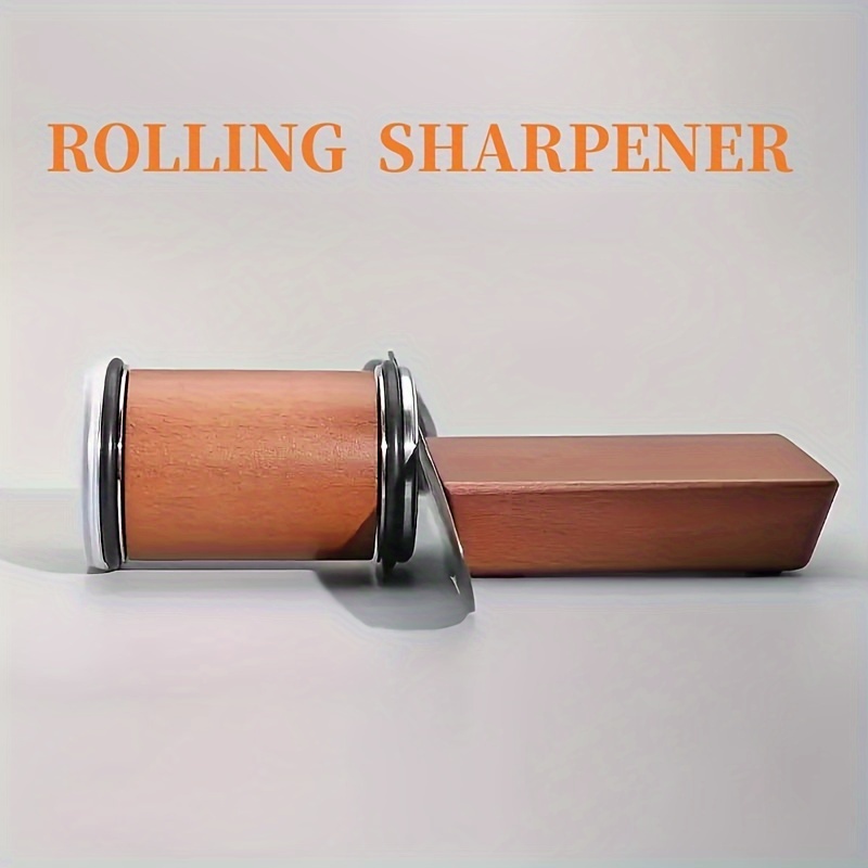 

Professional Rolling Sharpener With Diamond Sharpening Stones, Dual-sided Kitchen Knife Sharpening Tool With Solid Wood Handle