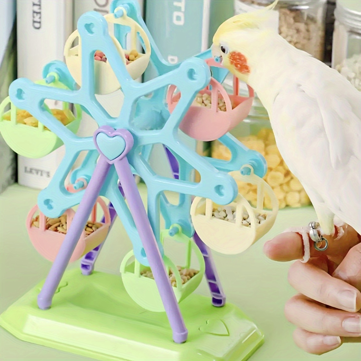 

Interactive Wheel Bird Feeder - Educational Parrot Puzzle Toy With Treat Dispenser, Durable Pp Material Bird Toys Parrot Toys