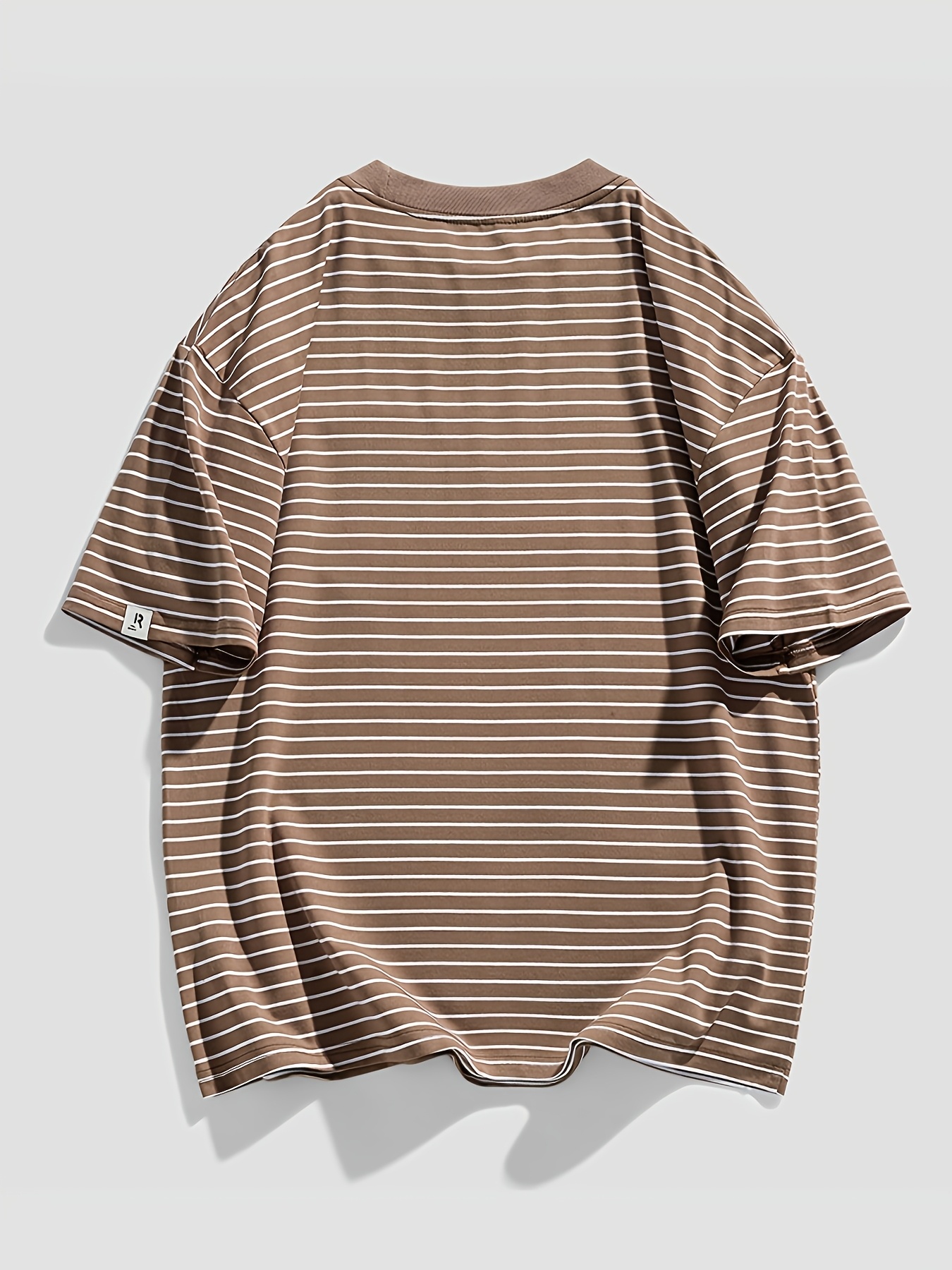 2pcs set mens striped crew neck t shirt fashionable vintage striped short sleeve crew neck top