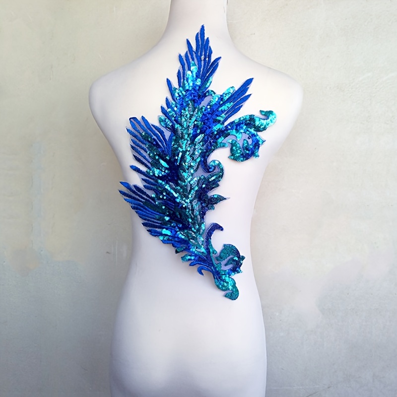 A Mesh Embroidered Sequin Fabric Patch Decorative Applique