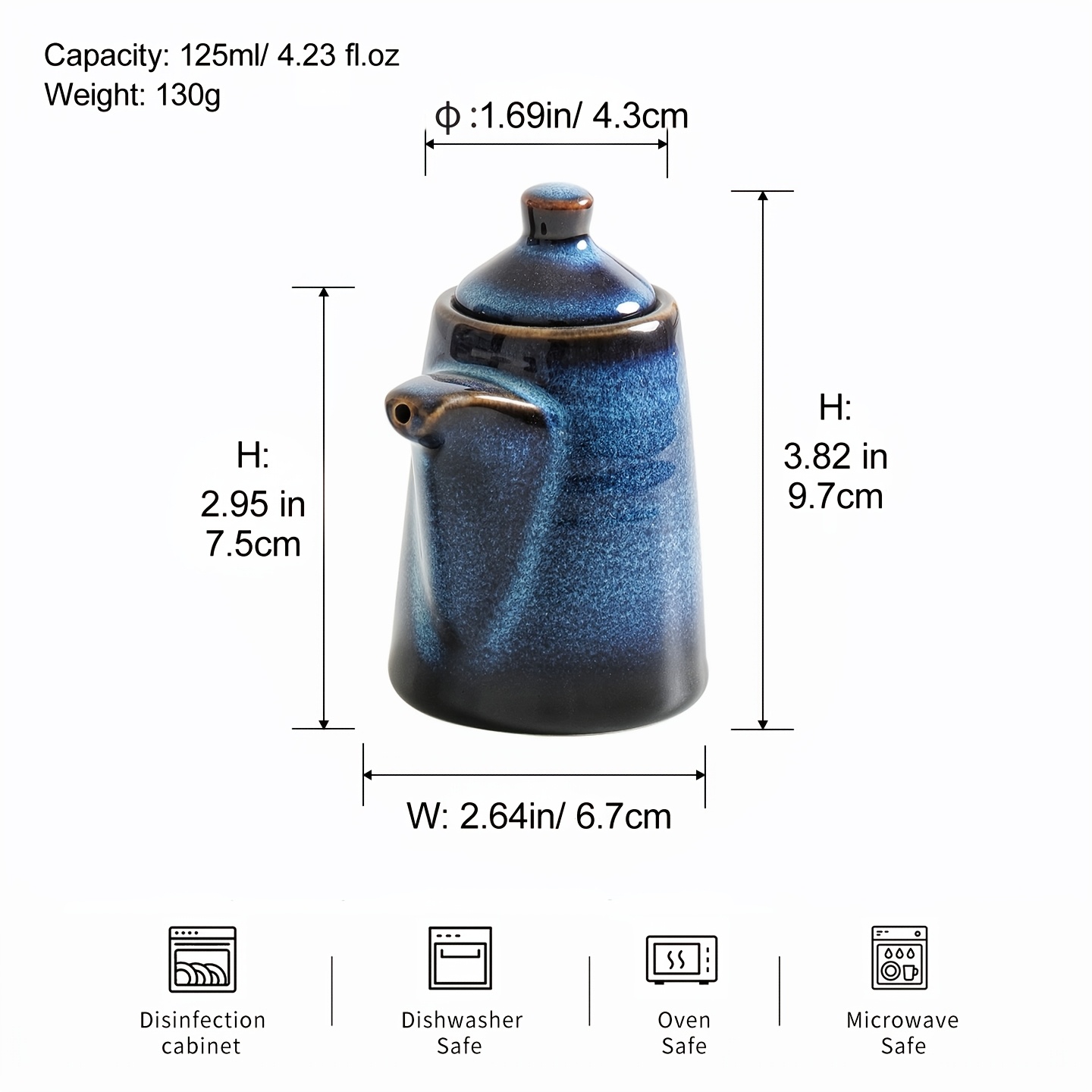 TEMU 1pc Individual High Aesthetic Home Kitchen Utensil Seasoning Pot, Japanese-style Ceramic Soy Sauce Dispenser With Lid, Drip Proof Seasoning
