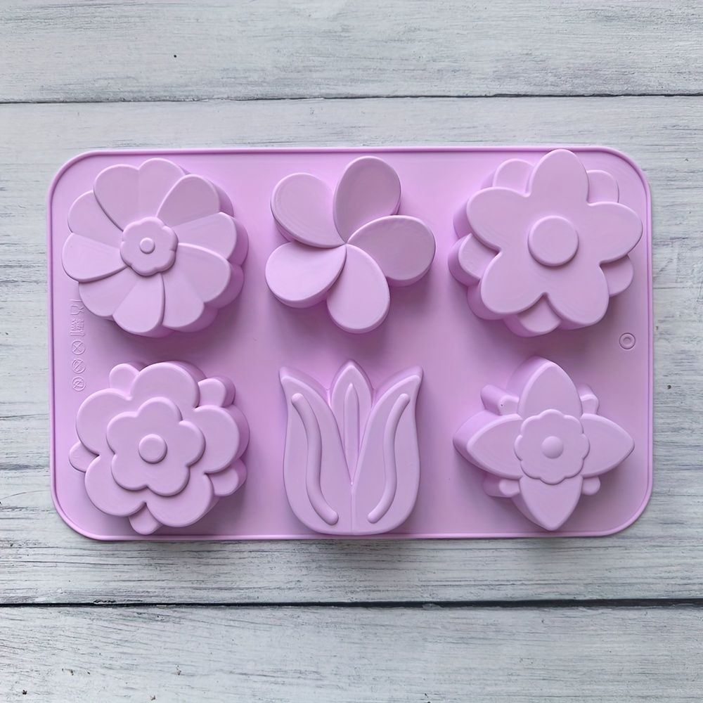 Image of 1/2/3pcs Of 6-hole Silicone Soap Molds, Tulip And Shaped Molds