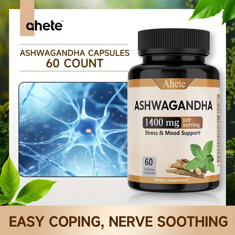 1400mg ashwagandha root extract capsules relax mood support supplement 60 count   free formula for men women   for emotional   Product details 2