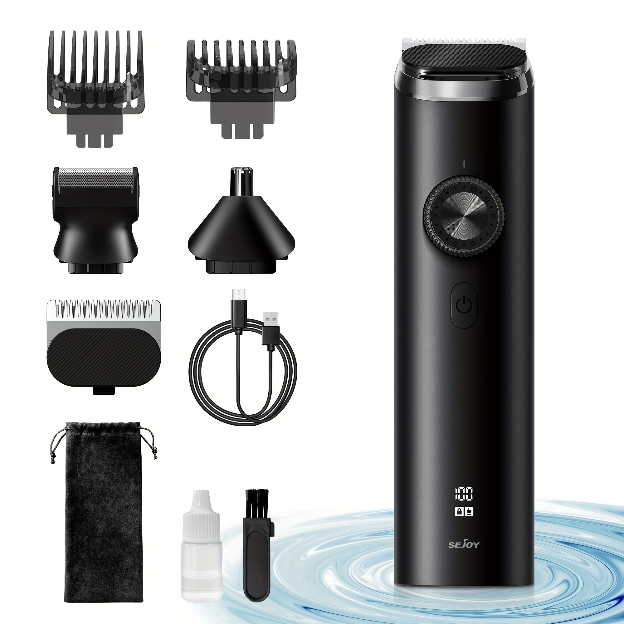 

Men's Beard Trimmer, Cordless Hair Clipper, Hair Trimmer, Beard Body Nose Ear Face Trimmer, Electric Shaver All-in-one Grooming Set With Usb Charging And Led Display