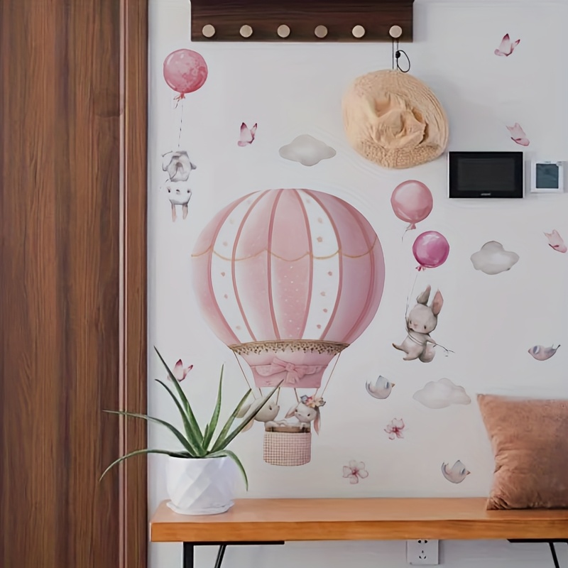 Image of Removable Self-adhesive Pvc Wall Stickers Of Balloon Rabbits For Decorating Walls In Bedrooms, Living Rooms, And Studies