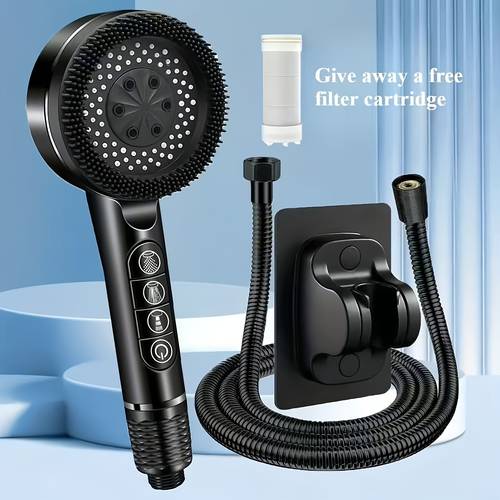 shower head with three spray settings featuring a 1 5 meter hose and a sleek matte black pvc design designed for without tools a spa like experience for shower use for shower use