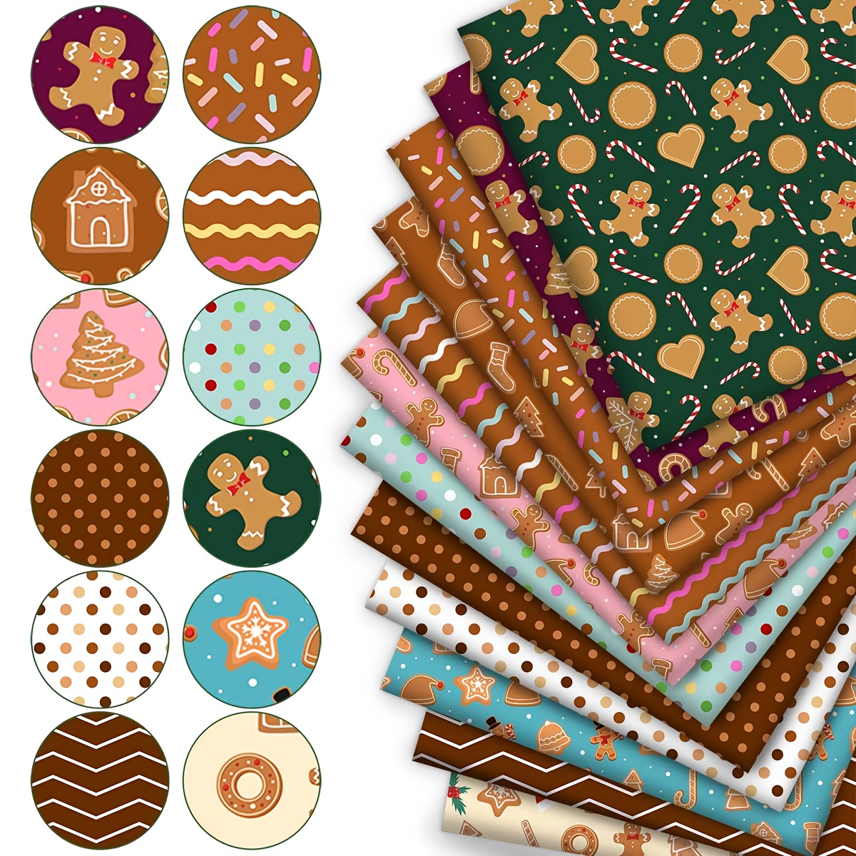 TEMU 12pcs Set, 19.7 X 9.45 Inches, Christmas Theme: Gingerbread For Man & House With Tree Patterns, Vibrant Colors For Festive Fun. 100% Polyester